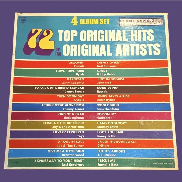 72 Top Original Hits Vinyl Album Set Vintage 60s 70s EUC Music Collectable